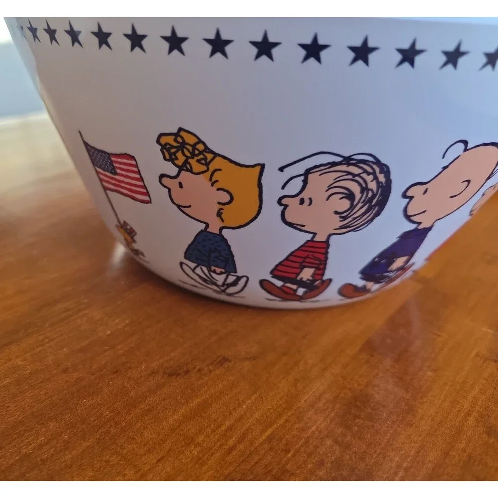 Large Melamine 10” Serving Bowl Peanuts Gang PATRIOTS Snoopy USA Patriotic NEW